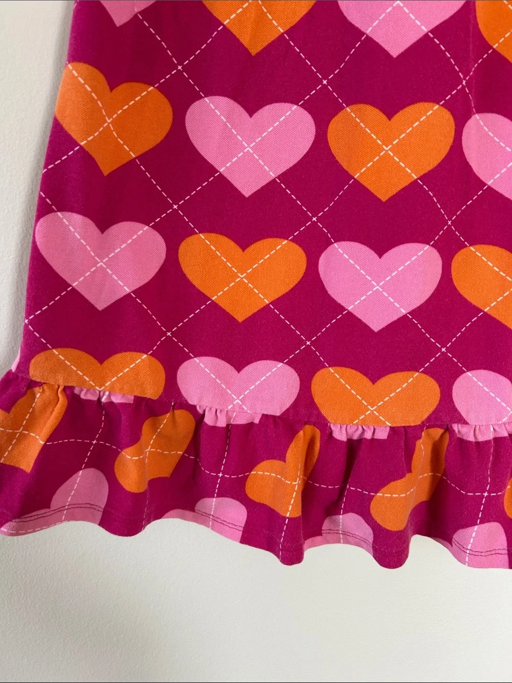 Old Navy Pink Polo Dress with Orange & Light Pink Hearts